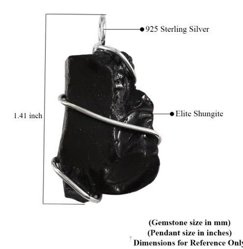 Elite Shungite Rough Cut Silver Pendant
