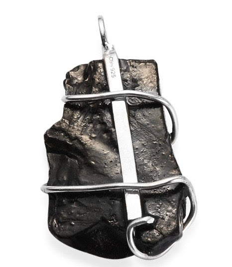 Elite Shungite Rough Cut Silver Pendant