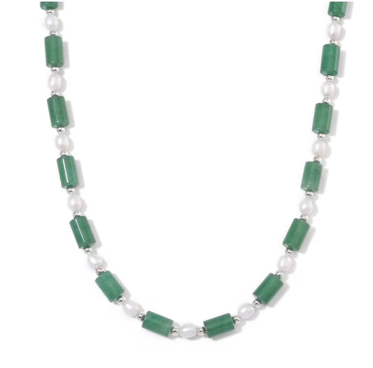 Green Aventurine & Freshwater Pearl Necklace