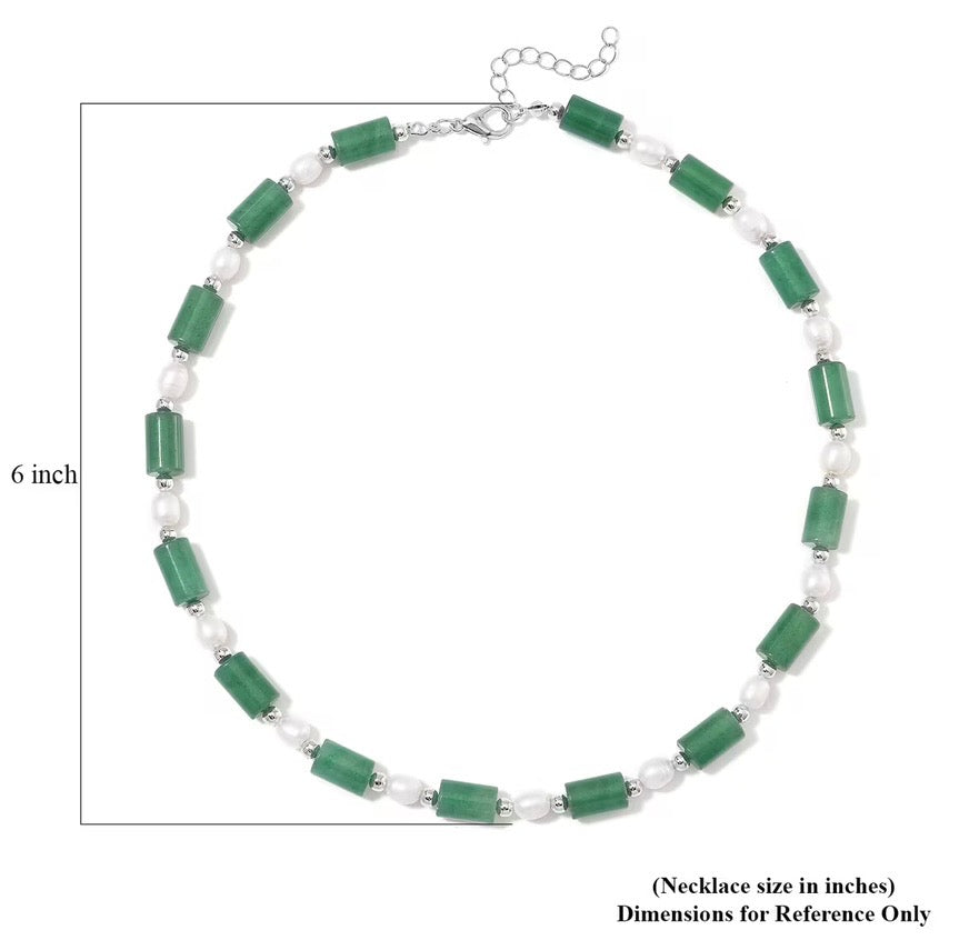 Green Aventurine & Freshwater Pearl Necklace
