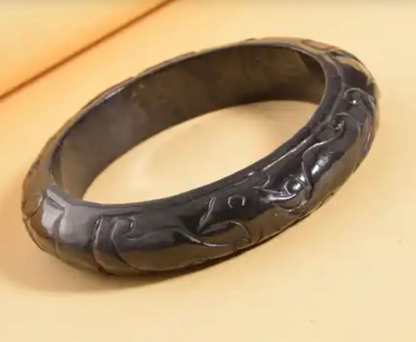 Shungite Carved Bangle Bracelet