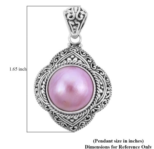 Pink Mabe Pearl Pendant In Sterling Silver