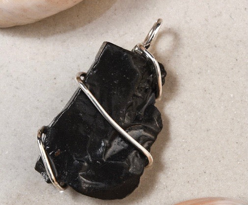 Elite Shungite Rough Cut Silver Pendant