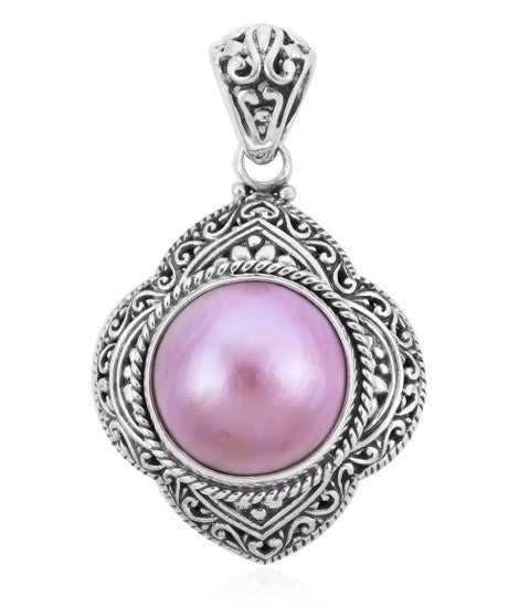 Pink Mabe Pearl Pendant In Sterling Silver