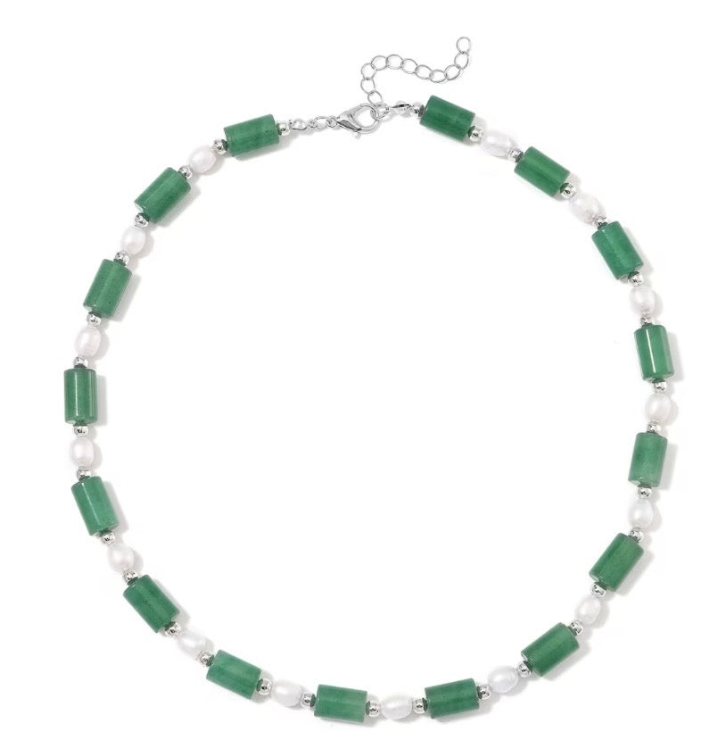 Green Aventurine & Freshwater Pearl Necklace
