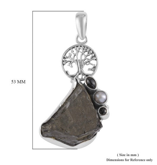 Artisan Crafted Rough Cut Elite Shungite Multi Gemstone Pendant