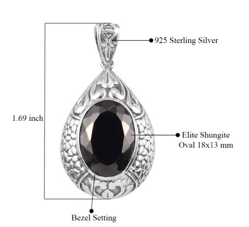 Artisan Crafted Elite Shungite Silver Pendant