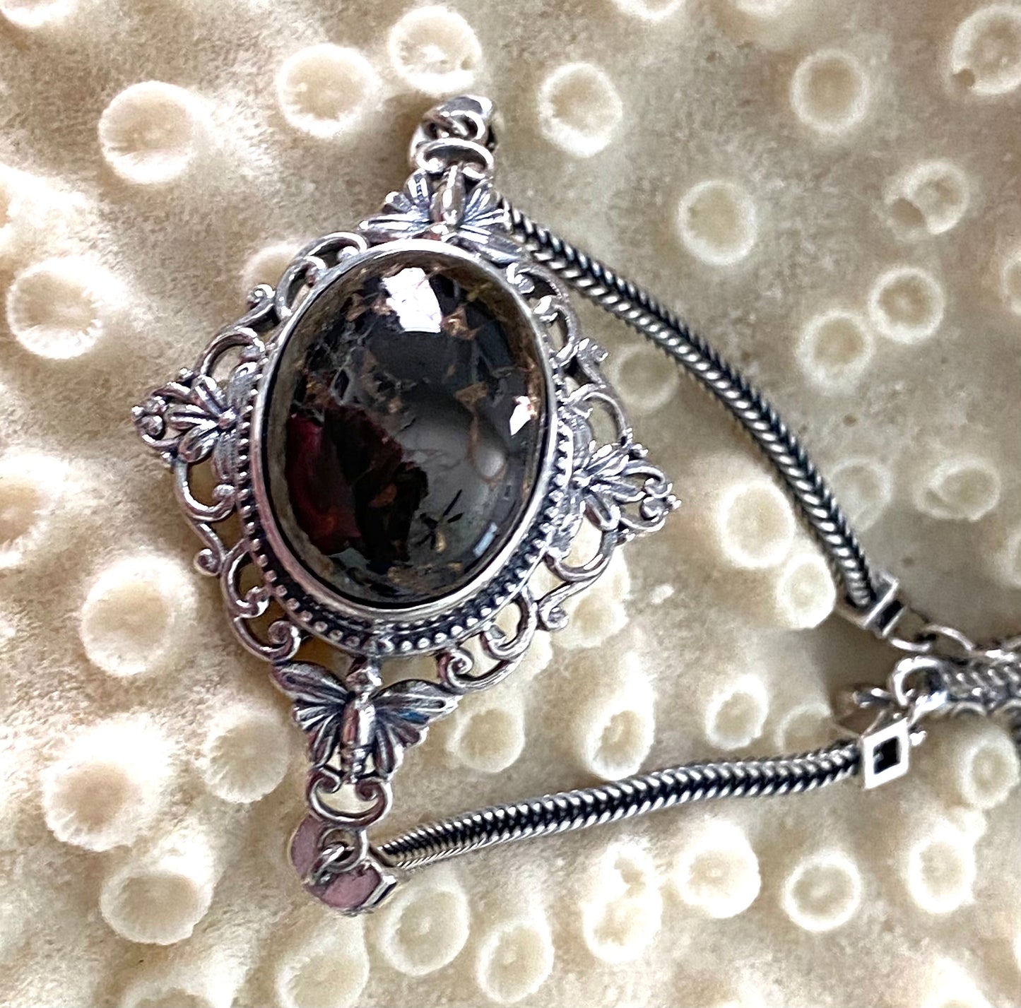 Matrix Shungite Adjustable Silver Bracelet