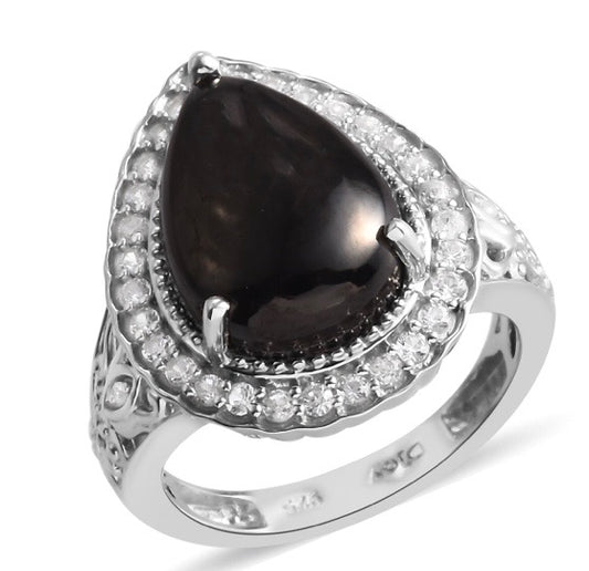 Elite Shungite & White Zircon Halo Ring