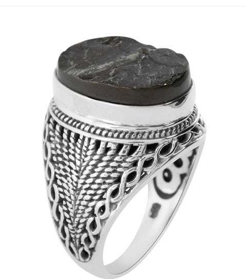 Artisan Crafted Rough Cut Elite Shungite Ring