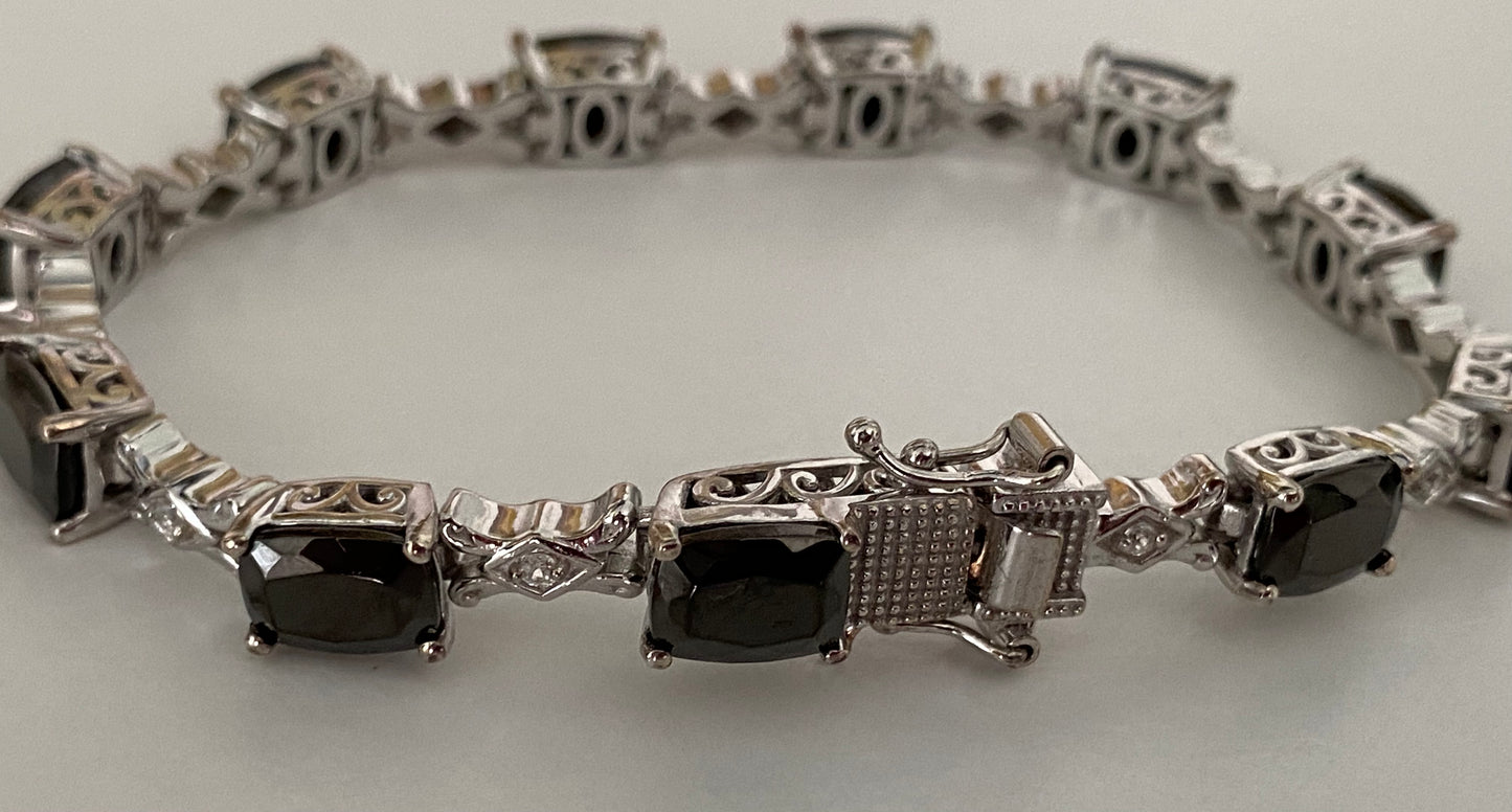 Elite Shungite & White Zircon Silver Bracelet