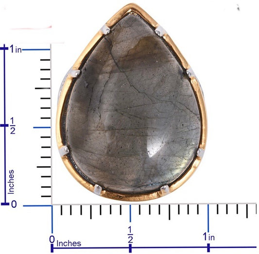 Pear Cut Extra Large Labradorite Stainless Steel Ring