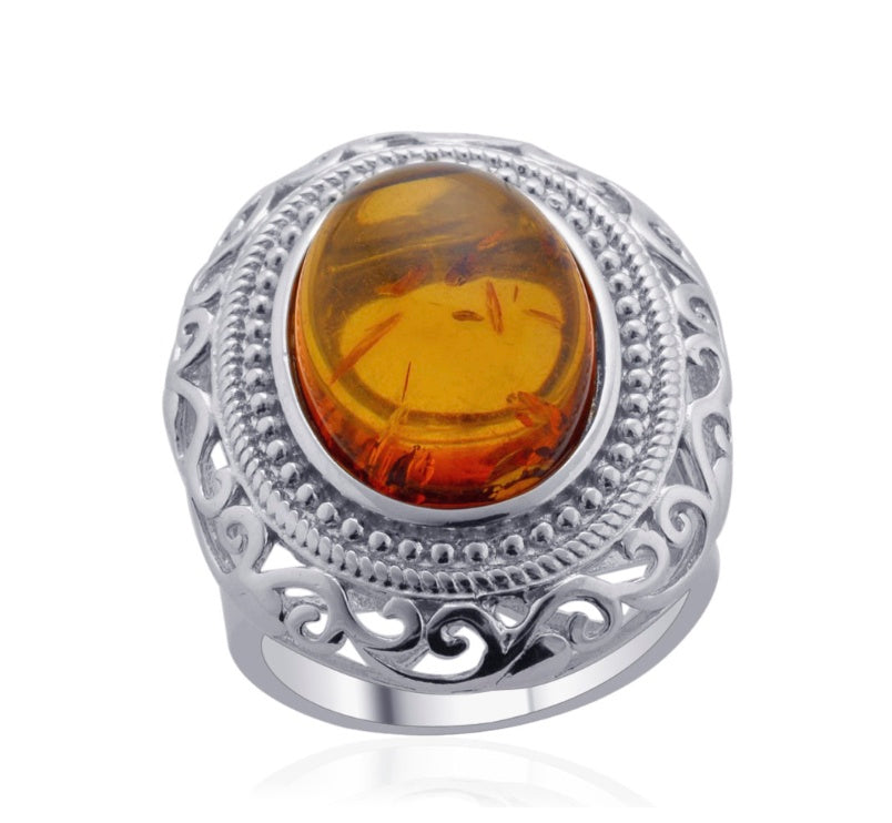 Baltic Amber Cabochon Ring