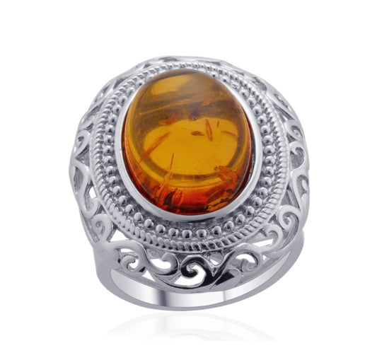 Baltic Amber Cabochon Ring