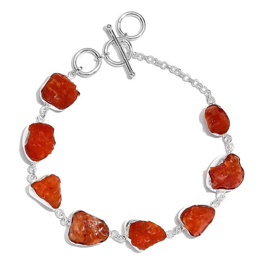 Rough Cut Fire Opal Sterling Silver Bracelet