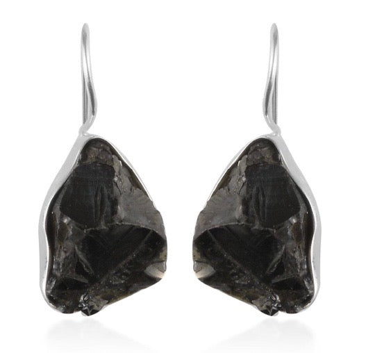 Artisan Crafted Rough Cut Elite Shungite Earrings