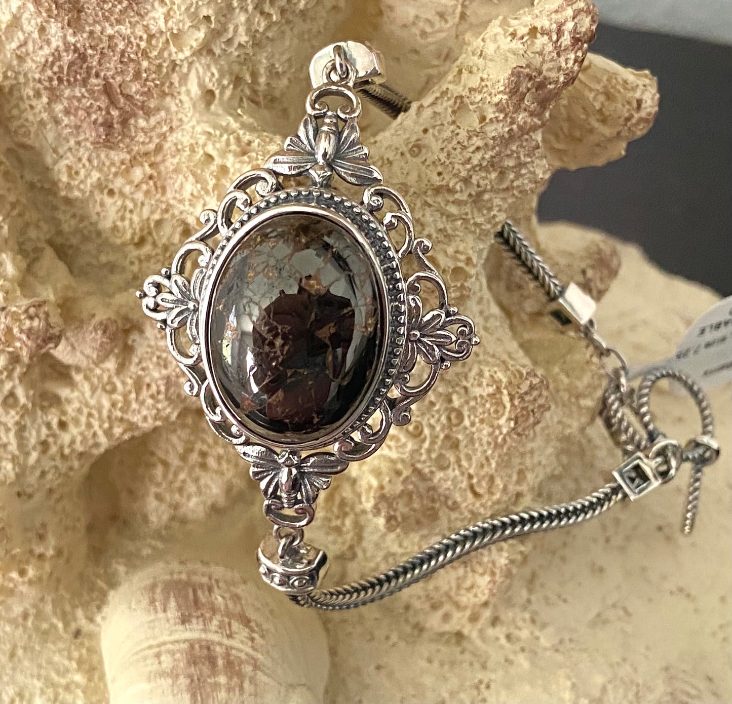 Matrix Shungite Adjustable Silver Bracelet