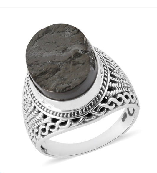 Artisan Crafted Rough Cut Elite Shungite Ring
