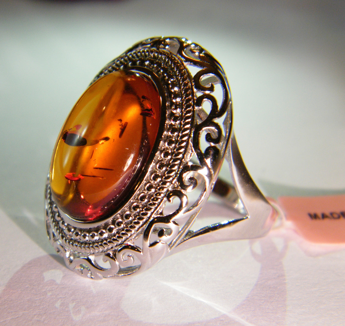 Baltic Amber Cabochon Ring