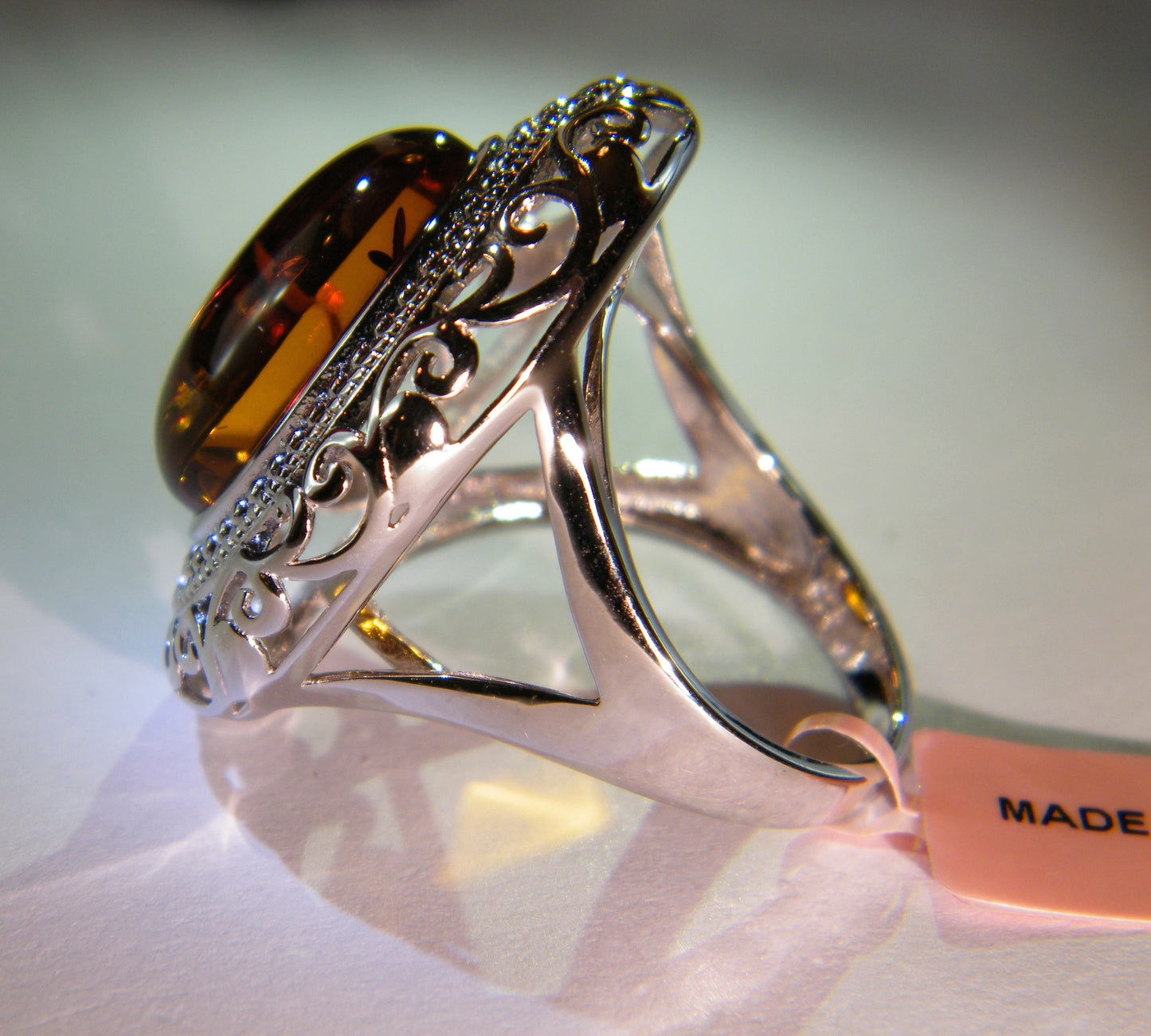 Baltic Amber Cabochon Ring