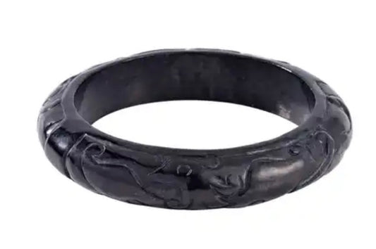 Shungite Carved Bangle Bracelet
