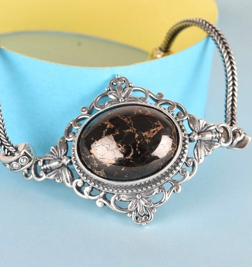 Matrix Shungite Adjustable Silver Bracelet