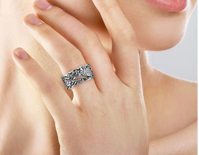 Artisan Crafted Dragon Design 925 Sterling Silver Ring