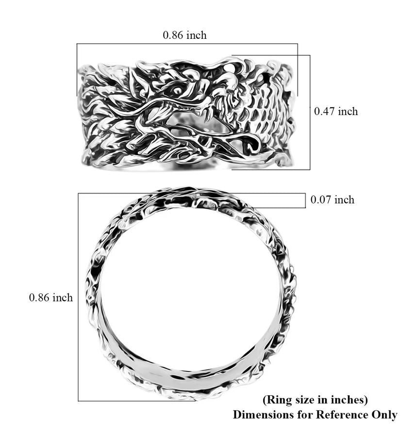 Artisan Crafted Dragon Design 925 Sterling Silver Ring