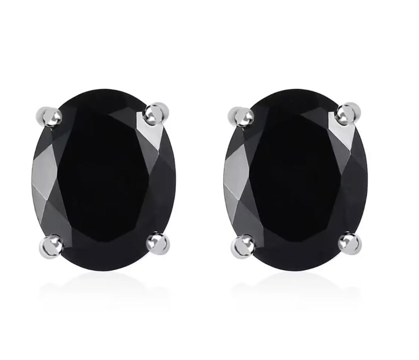 Thai Black Spinel Stud Earrings