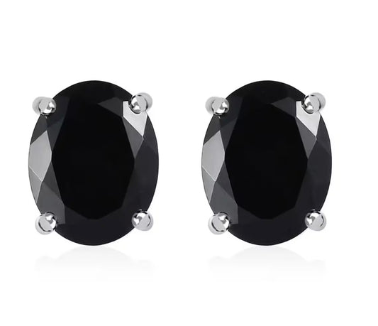 Thai Black Spinel Stud Earrings