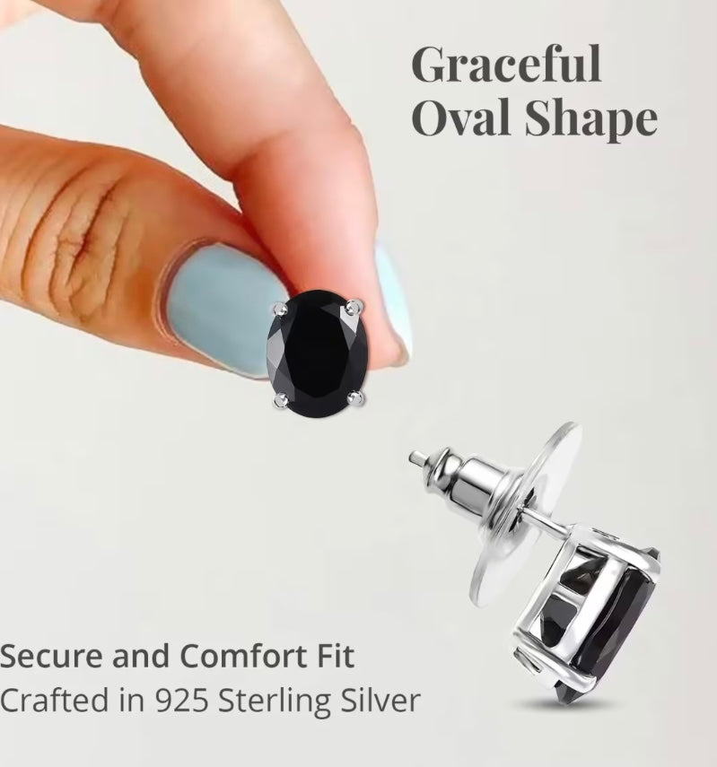 Thai Black Spinel Stud Earrings