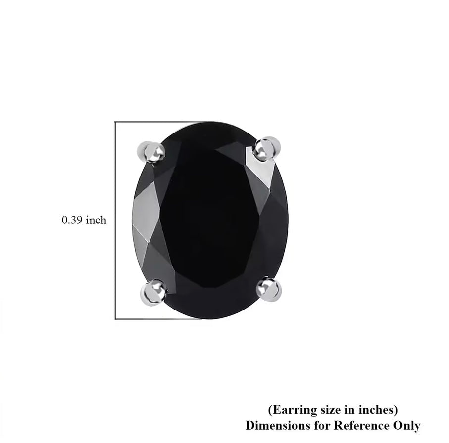 Thai Black Spinel Stud Earrings