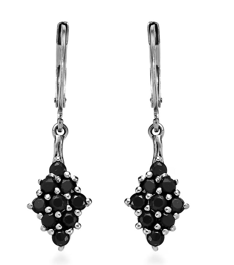 Thai Black Spinel Dangle Earrings