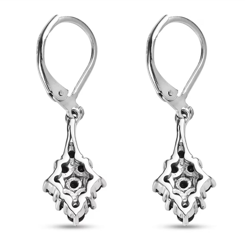Thai Black Spinel Dangle Earrings