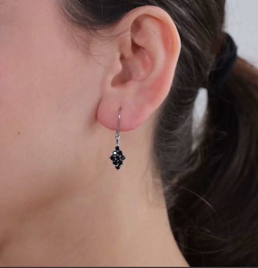 Thai Black Spinel Dangle Earrings