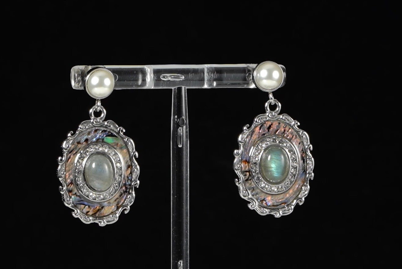 Labradorite and Abalone Shell Earrings