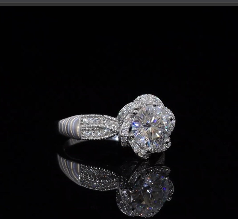 Moissanite Engagement Ring Crisantamo Cut