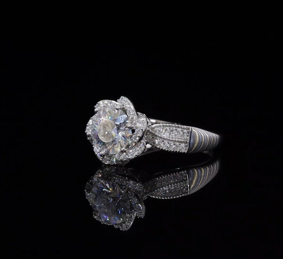 Moissanite Engagement Ring Crisantamo Cut