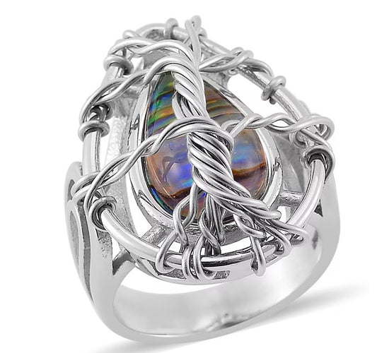 Abalone Shell Tree Of Life Ring