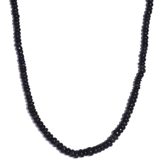 Black Opal Rondelle Beaded Necklace