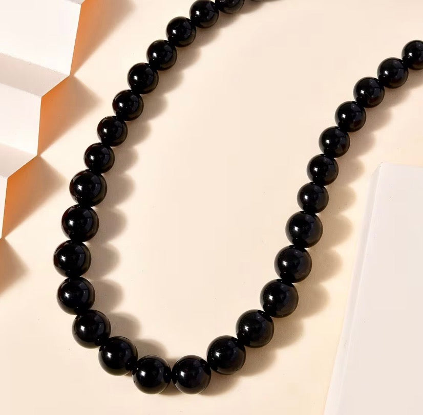 Australian Black Tourmaline Bead Necklace