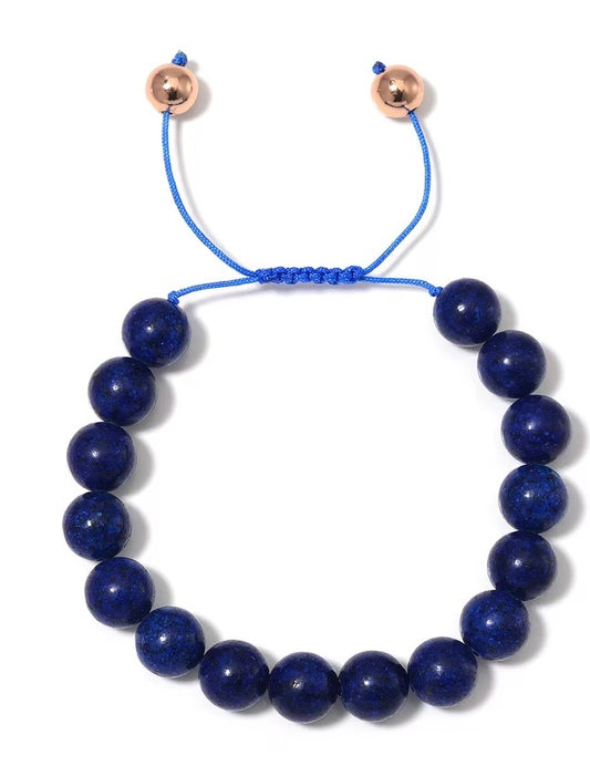Lapis Lazuli Beaded Corded Adjustable Bracelet