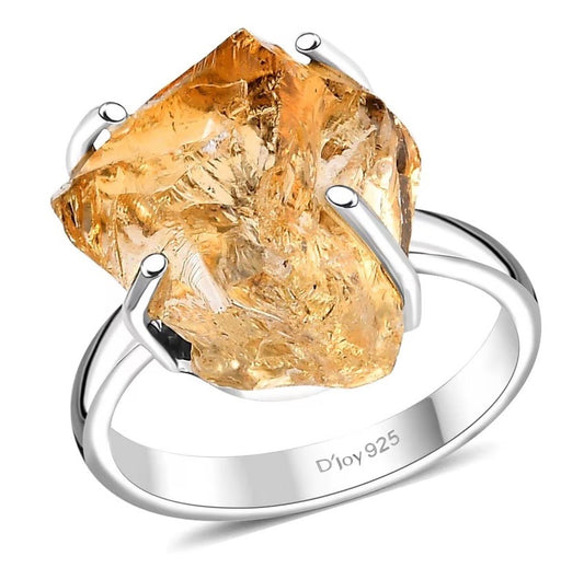 Artisan Crafted Rough Cut Brazilian Citrine Ring