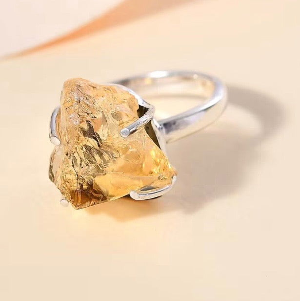 Artisan Crafted Rough Cut Brazilian Citrine Ring