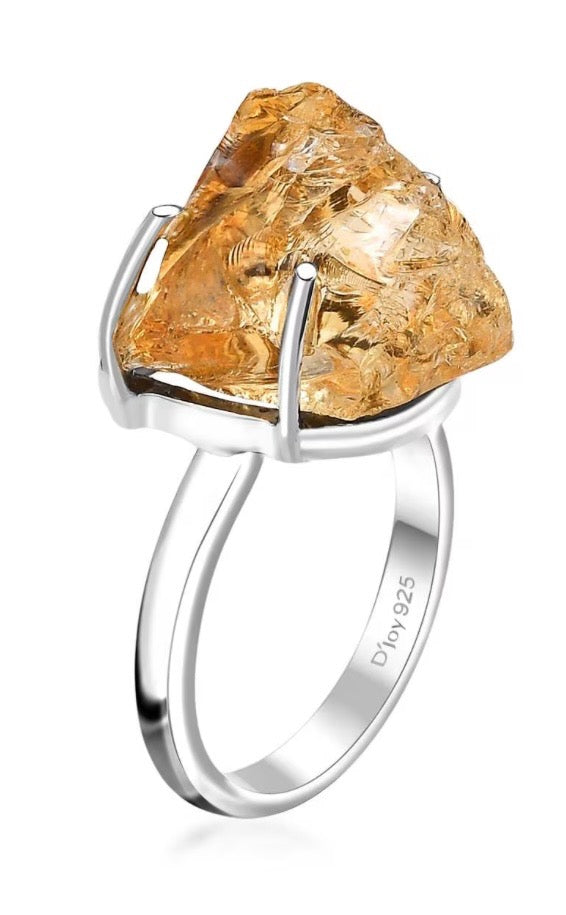 Artisan Crafted Rough Cut Brazilian Citrine Ring