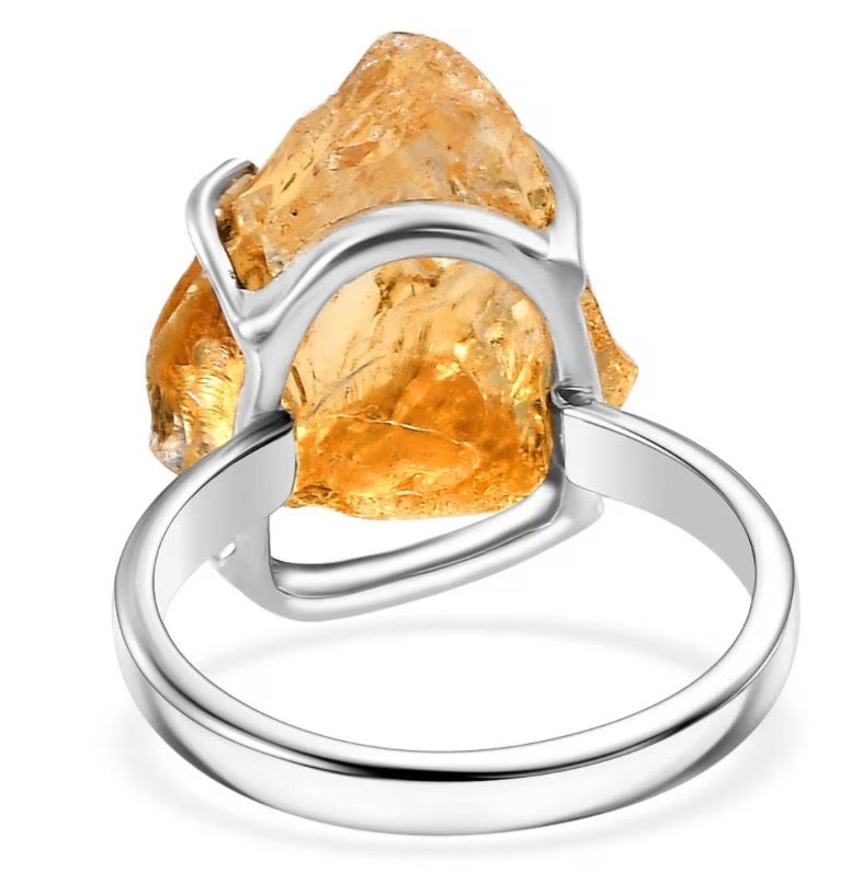 Artisan Crafted Rough Cut Brazilian Citrine Ring