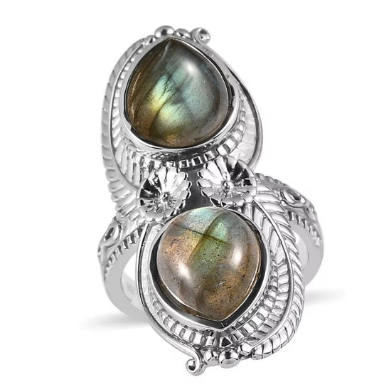 Labradorite 2 Stone Ring