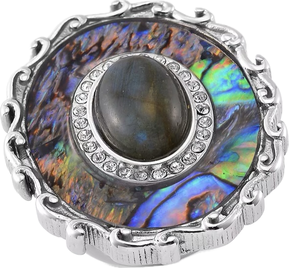 Labradorite and Abalone Shell Ring