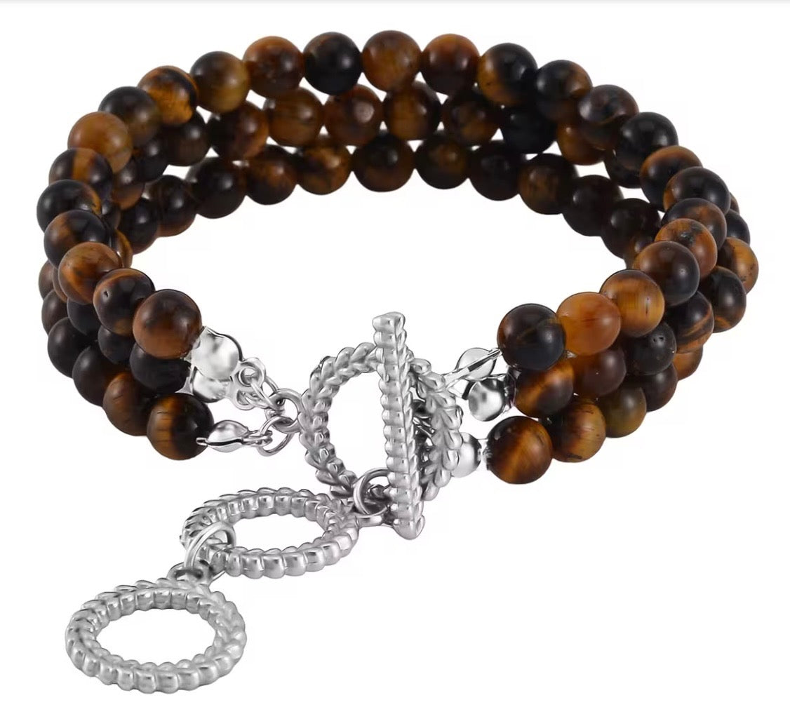 Yellow Tiger's Eye Beaded Bracelet