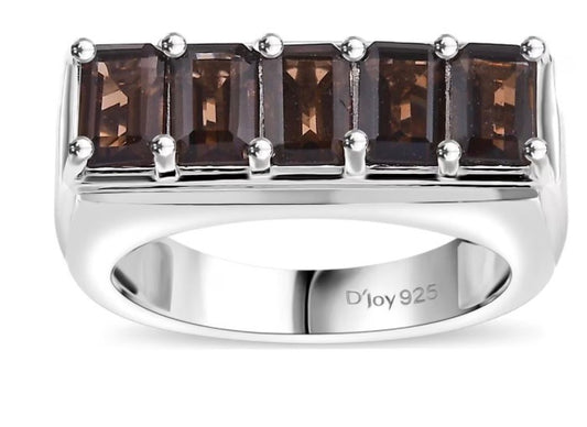 Smokey Quartz and White Zircon Men's Ring